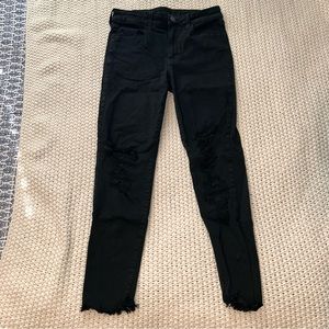 American Eagle High Waisted Jegging, Distressed, Black